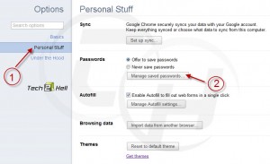 Chome manage saved password